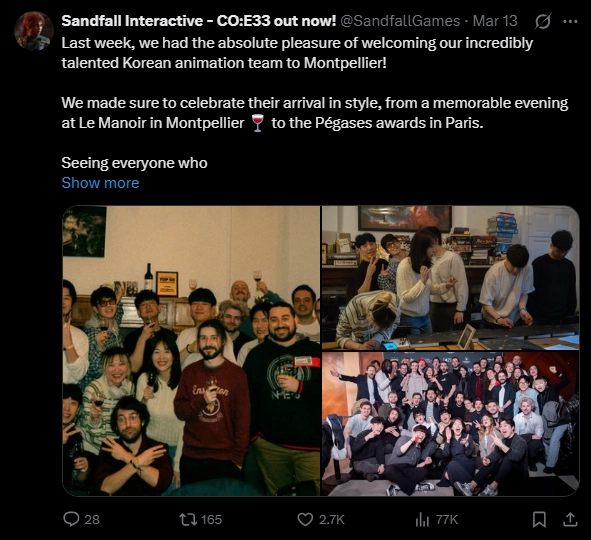 Zdjęcie przedstawiające grupę sandfall interactive witających nową osobę w zespole.